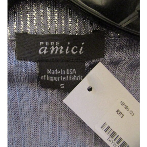 Pure Amici Blouse Metallic Gunmetal Silver Button Front Top NWT Size S - Picture 6 of 6